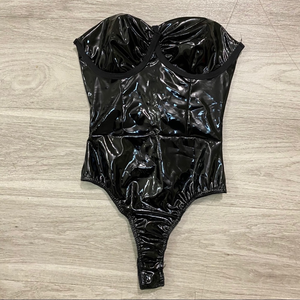 Black latex bodysuit